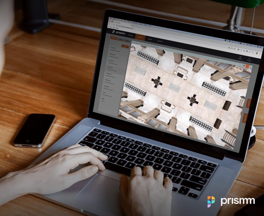 An image of a person using Prismm's spatial design technology on a laptop.