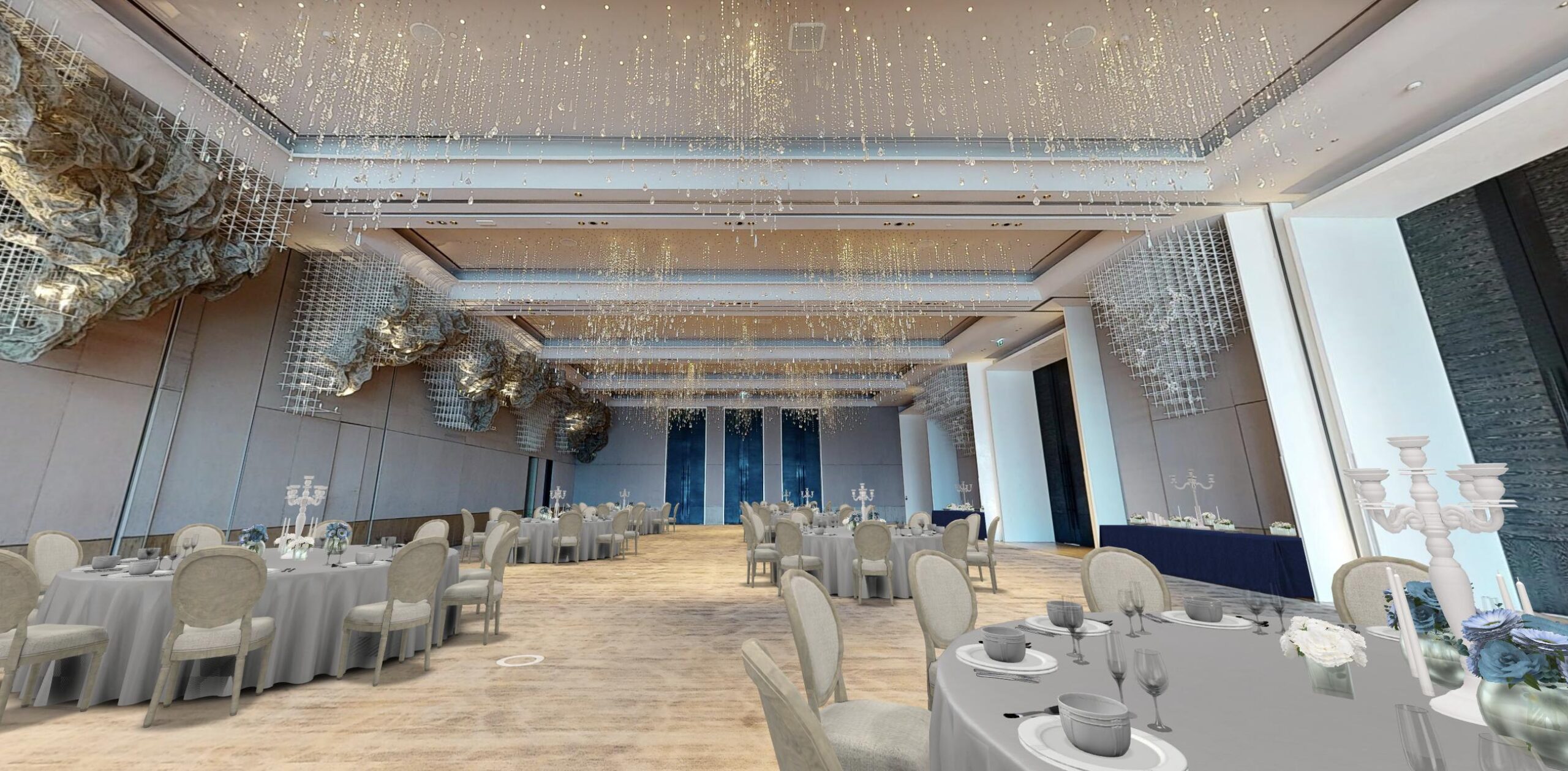 Event planning and spatial design software from Prismm is featured in the background. It shows a 3D rendering of an event space.